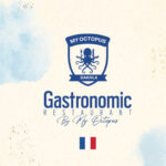 Brand poster showing the My Octopus Dakhla logo with an octopus holding a fork and knife, and the text “Gastronomic Restaurant by My Octopus,” with a small French flag below.
